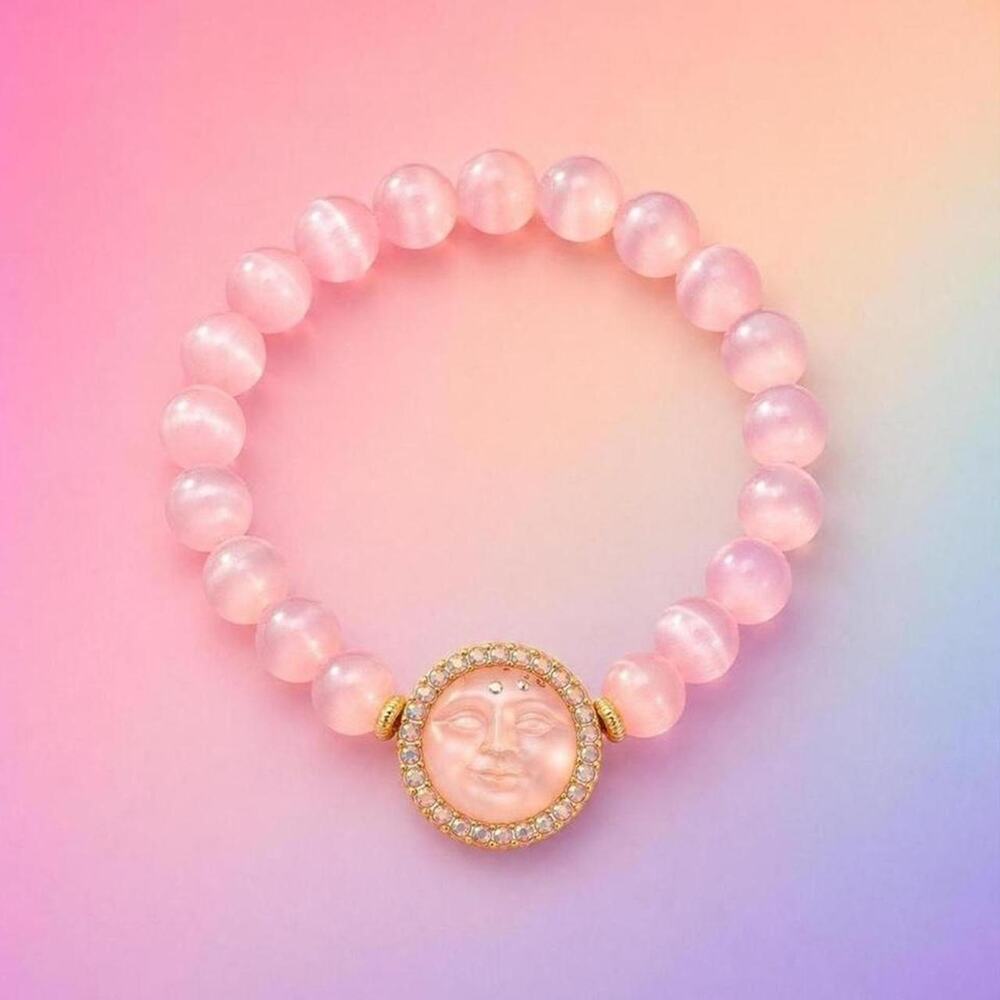 kirks folly inspired celestial blush moon face beaded bracelet